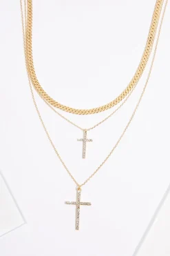 Cato Double Cross Layered Necklace><noscript><img width=