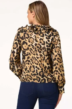 Cato Dramatic Ruffle Leopard Shirt> Tops