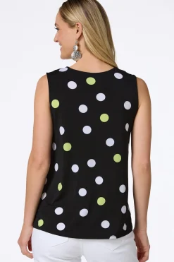 Cato Draped Polka Dot Tank> Tops
