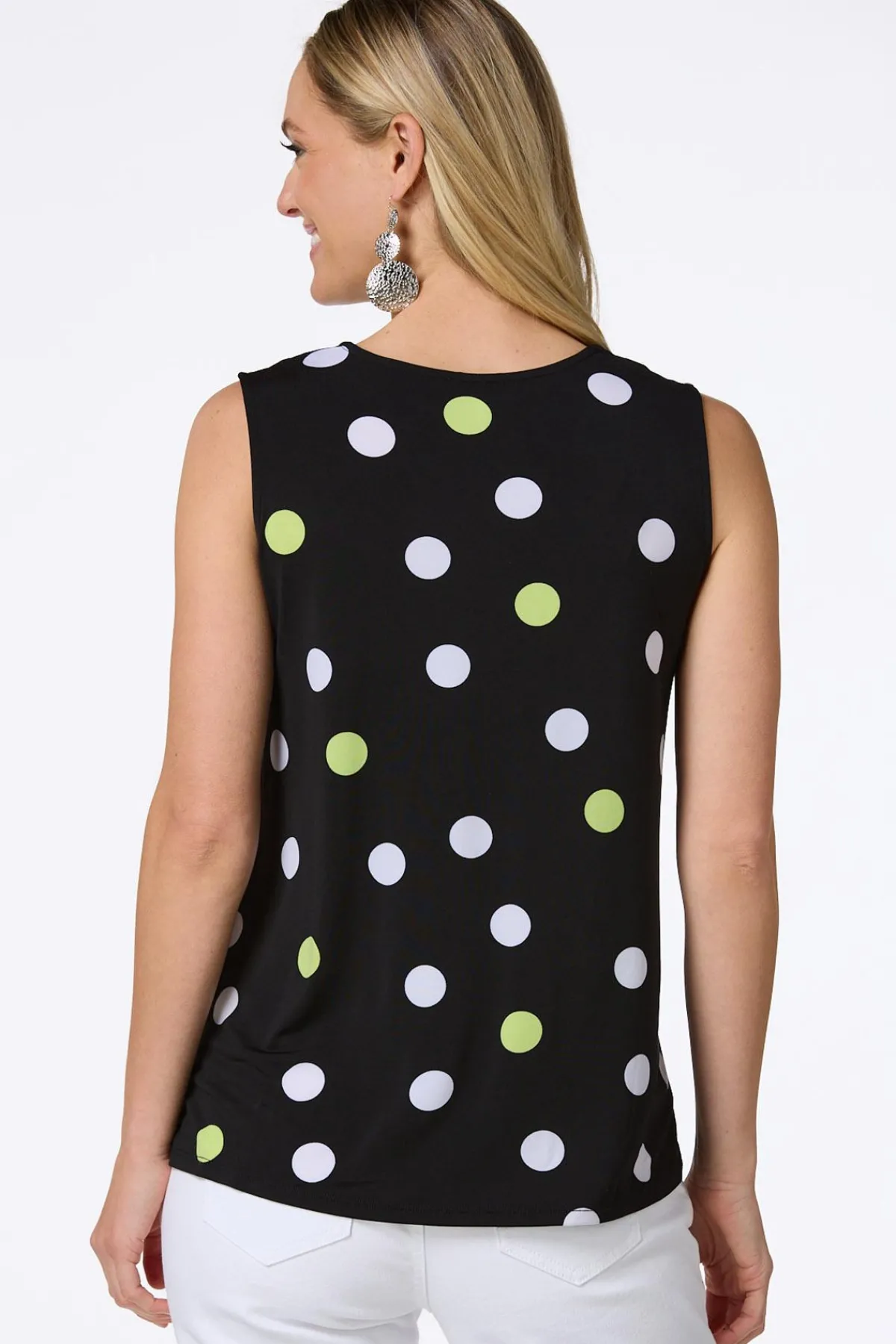 Cato Draped Polka Dot Tank> Tops