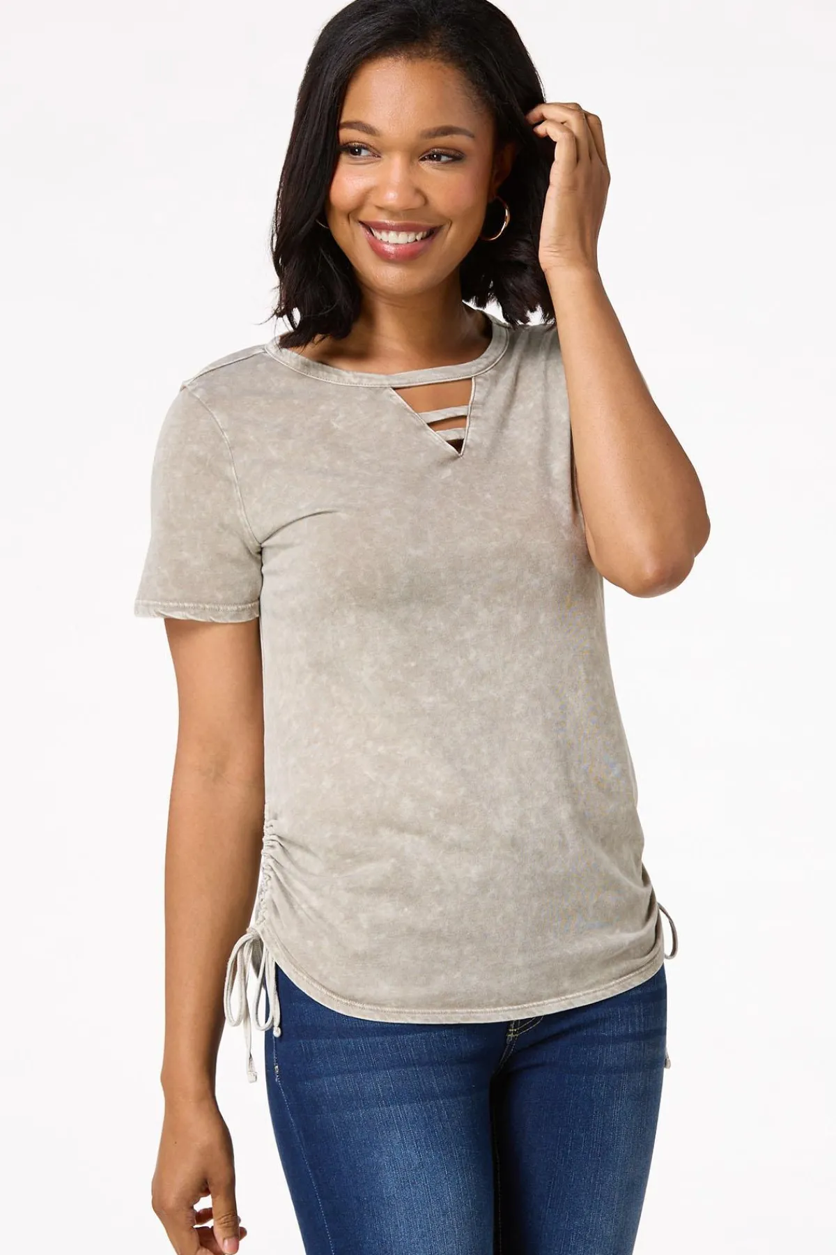 Cato Drawstring Side Tee> Tops