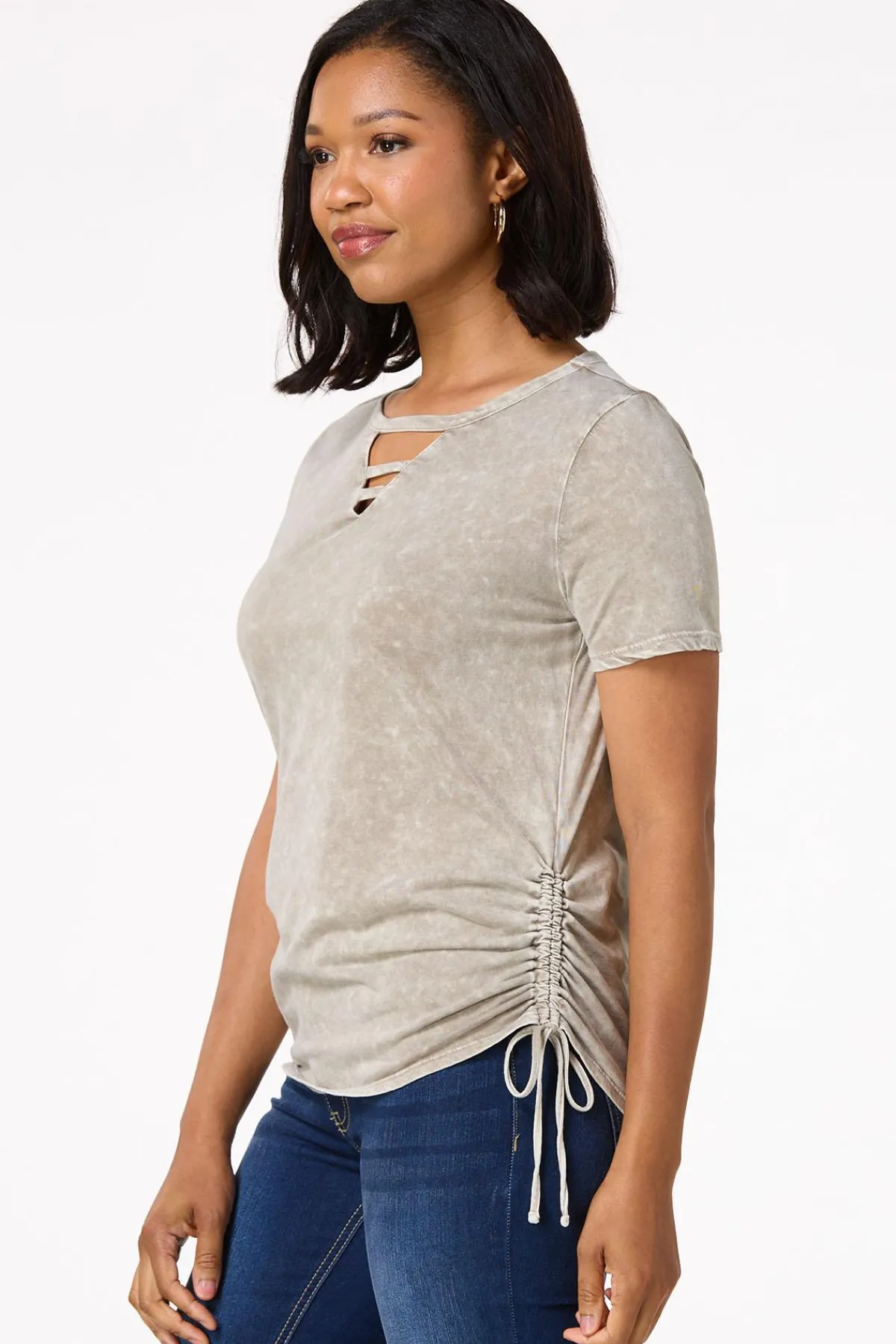 Cato Drawstring Side Tee> Tops