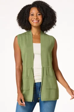 Cato Drawstring Waist Cardigan Vest> Sweaters