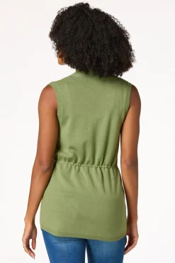 Cato Drawstring Waist Cardigan Vest> Sweaters