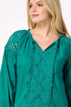 Cato Embroidered Balloon Sleeve Top><noscript><img width=