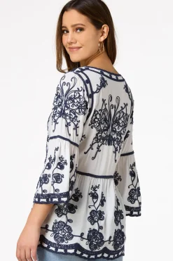 Cato Embroidered Bell Sleeve Top> Tops