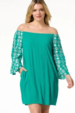 Cato Embroidered Eyelet Sleeve Dress> Dresses