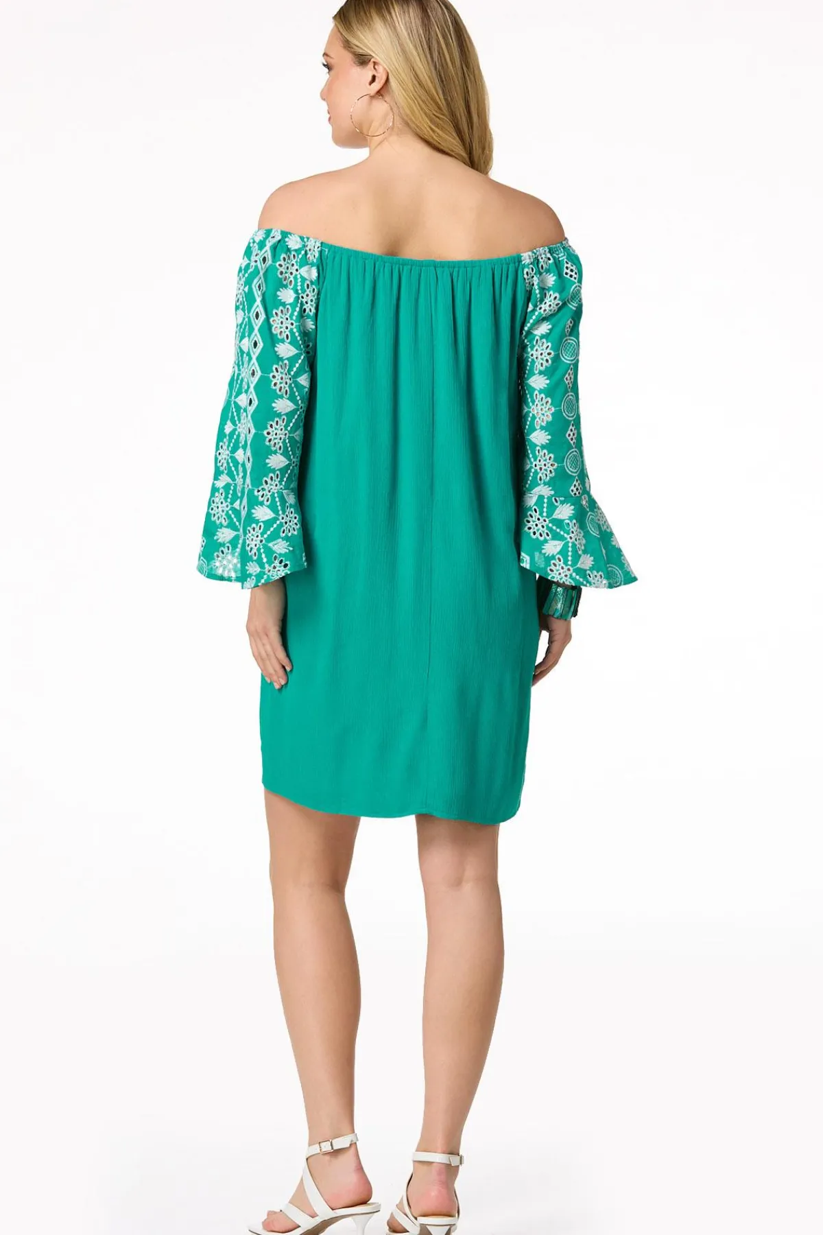 Cato Embroidered Eyelet Sleeve Dress> Dresses