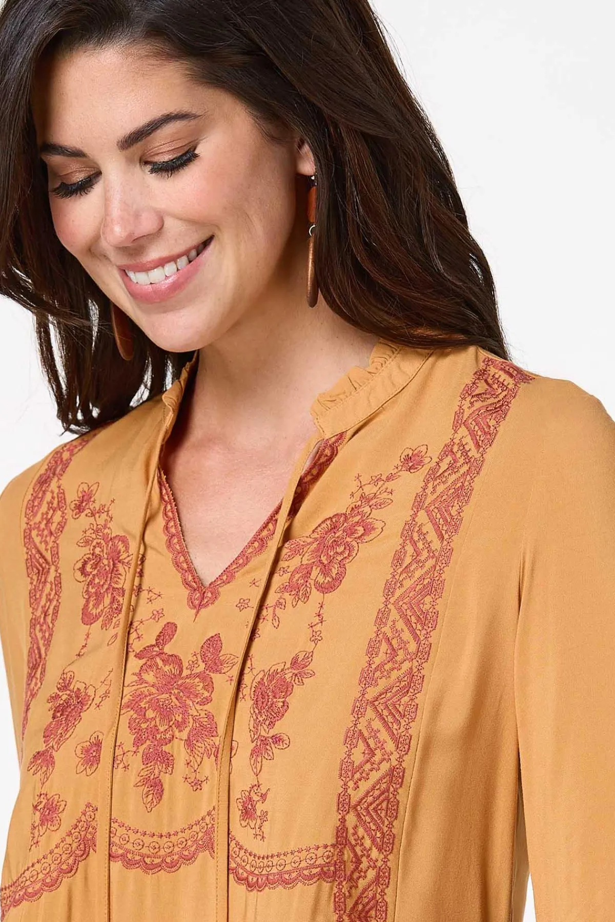 Cato Embroidered Flare Sleeve Top> Tops