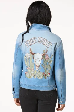 Cato Embroidered Free Spirit Denim Jacket><noscript><img width=