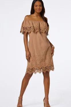 Cato Embroidered Off Shoulder Dress><noscript><img width=