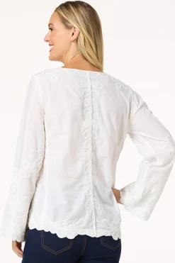 Cato Embroidered Scalloped Hem Top> Tops