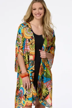Cato Ethnic Abstract Print Kimono> Cover Ups|Tops