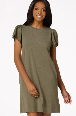 Cato Eyelet Flutter Sleeve Dress> Dresses