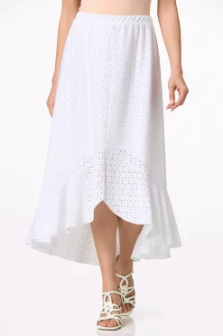 Cato Eyelet High- Low Skirt> Skirts