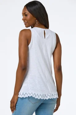 Cato Eyelet Lace Hem Tank> Tops