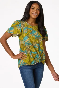 Cato Eyelet Leaf Top> Tops