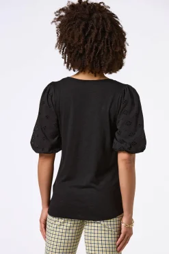 Cato Eyelet Puff Sleeve Top> Tops