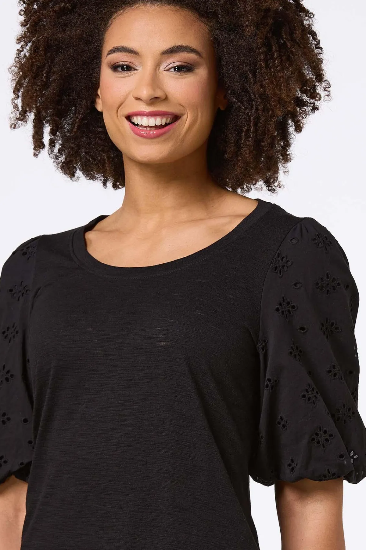 Cato Eyelet Puff Sleeve Top> Tops