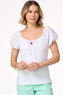 Cato Eyelet Sweetheart Top> Tops
