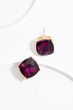 Cato Faceted Square Button Earrings> Earrings