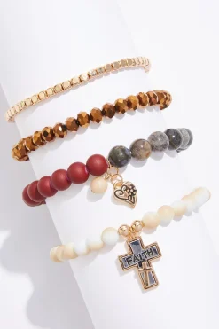 Cato Faith Cross Charm Stretch Bracelet Set> Inspirational|Bracelets