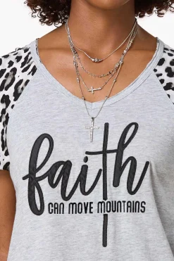 Cato Faith Leopard Sleeve Tee><noscript><img width=