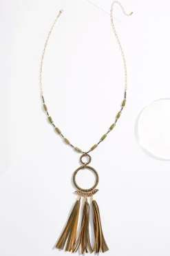 Cato Faux Leather Wrapped Tassel Necklace> Necklaces