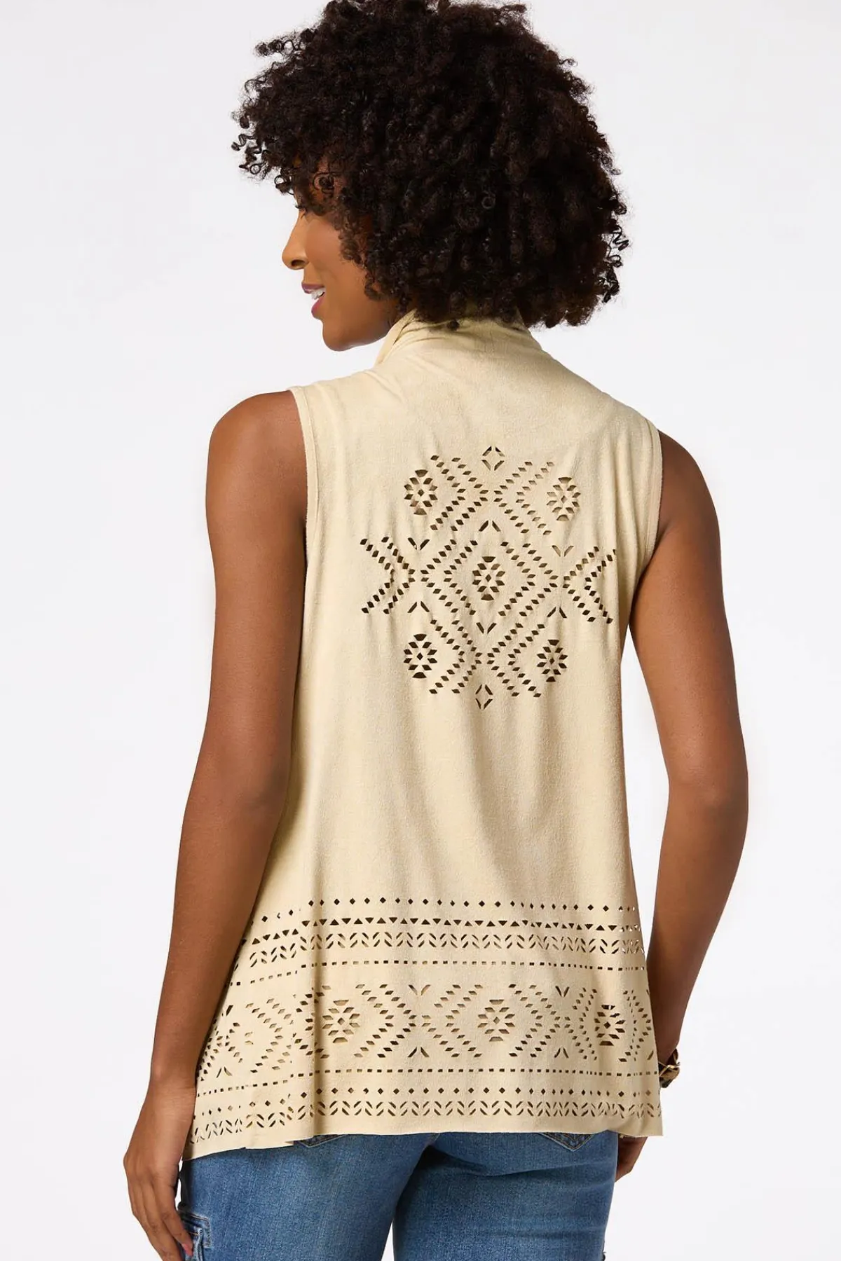 Cato Faux Suede Laser Cut Vest> Tops