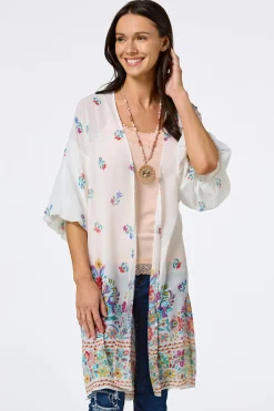 Cato Floral Bubble Sleeve Kimono> Tops