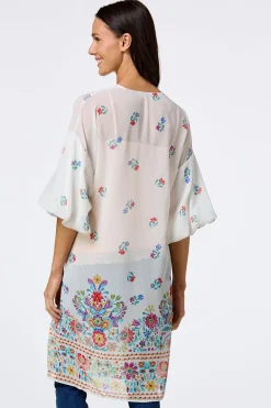 Cato Floral Bubble Sleeve Kimono> Tops