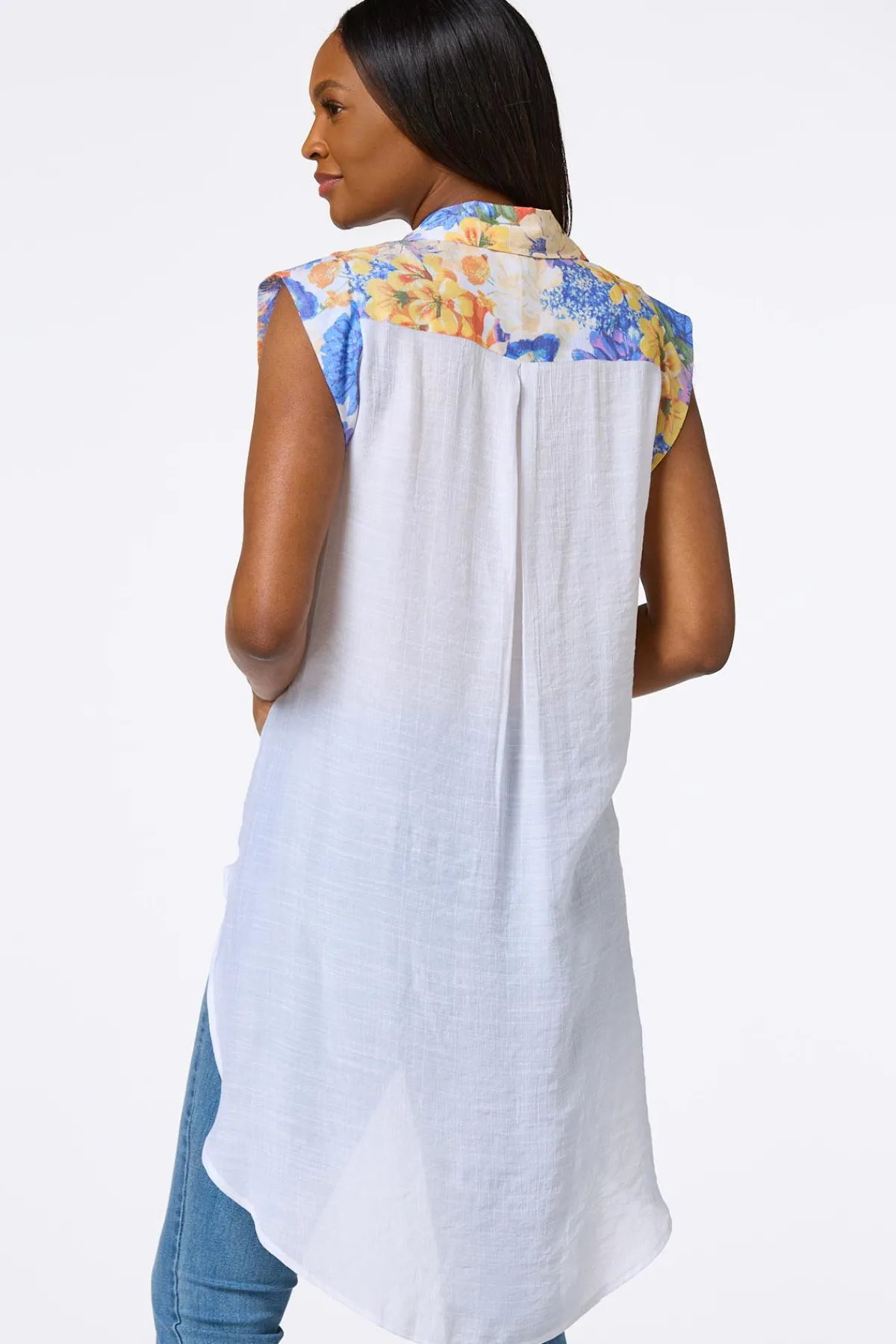 Cato Floral Button Front Tunic> Tops