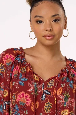 Cato Floral Crochet Trim Top><noscript><img width=
