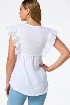 Cato Floral Embroidered Babydoll Top> Tops