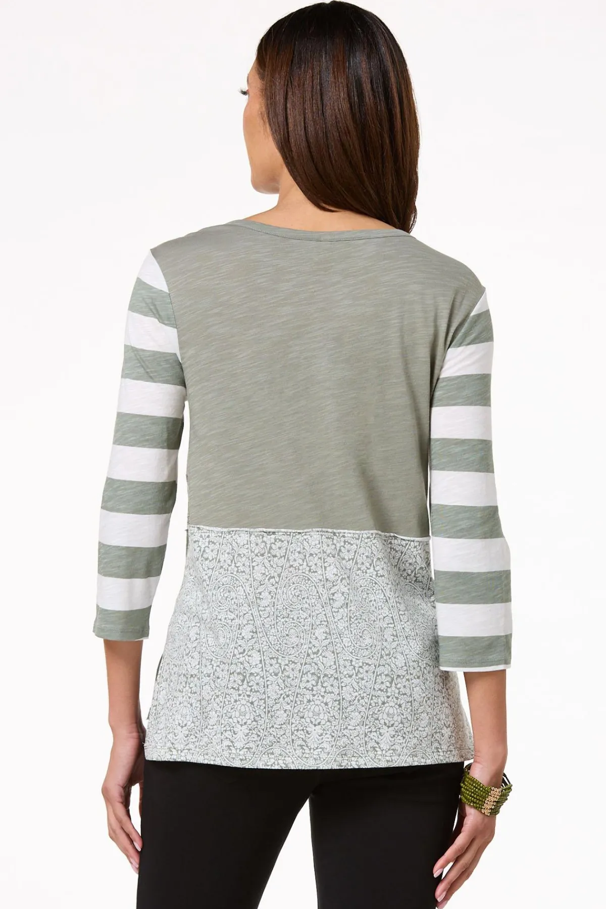 Cato Floral Eyelet Stripe Top> Tops