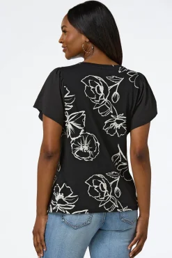 Cato Floral Flutter Sleeve Top> Tops