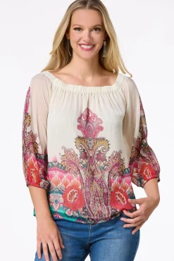 Cato Floral Lurex Stripe Top><noscript><img width=
