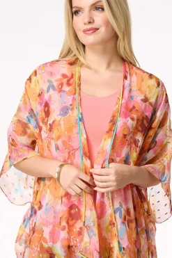 Cato Floral Metallic Kimono><noscript><img width=