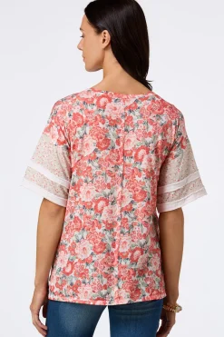Cato Floral Panel Drop Shoulder Top> Tops