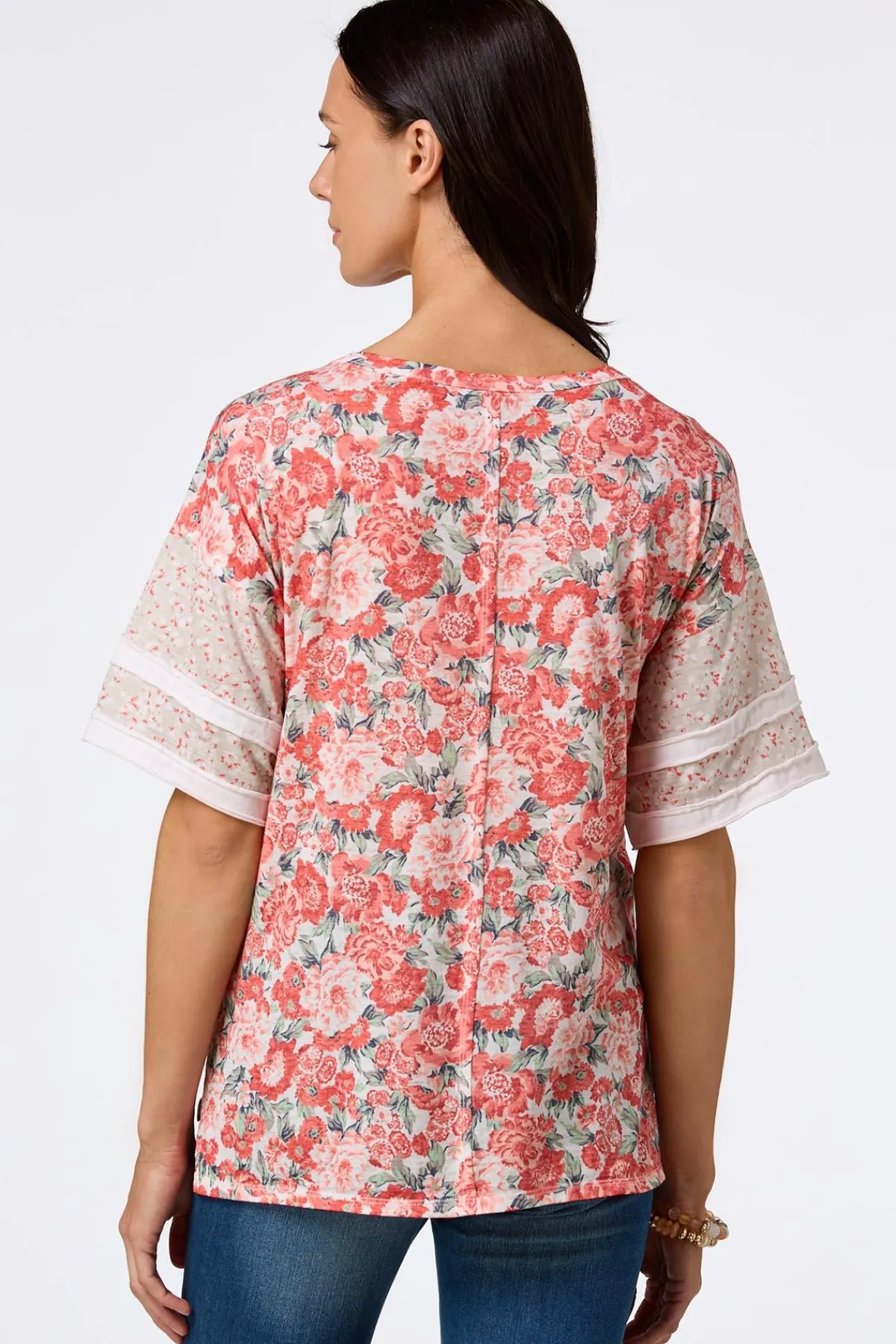 Cato Floral Panel Drop Shoulder Top> Tops