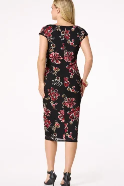 Cato Floral Ruched Midi Dress><noscript><img width=