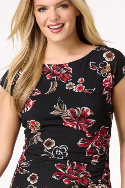 Cato Floral Ruched Midi Dress><noscript><img width=