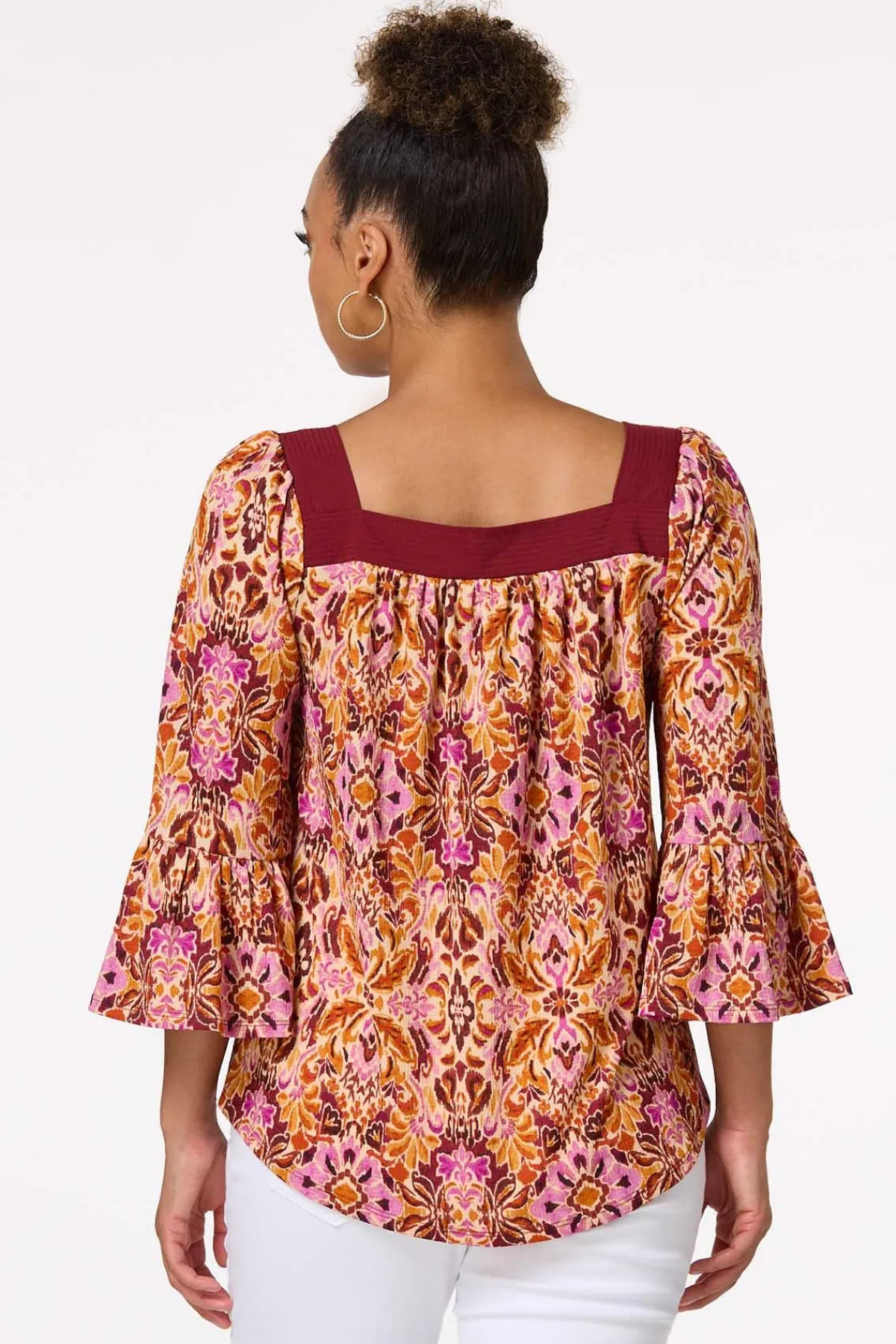 Cato Floral Ruffled Sleeve Top> Tops