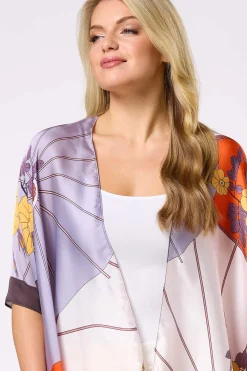 Cato Floral Silky Kimono><noscript><img width=