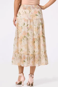 Cato Floral Sketch Crepe Skirt> Skirts