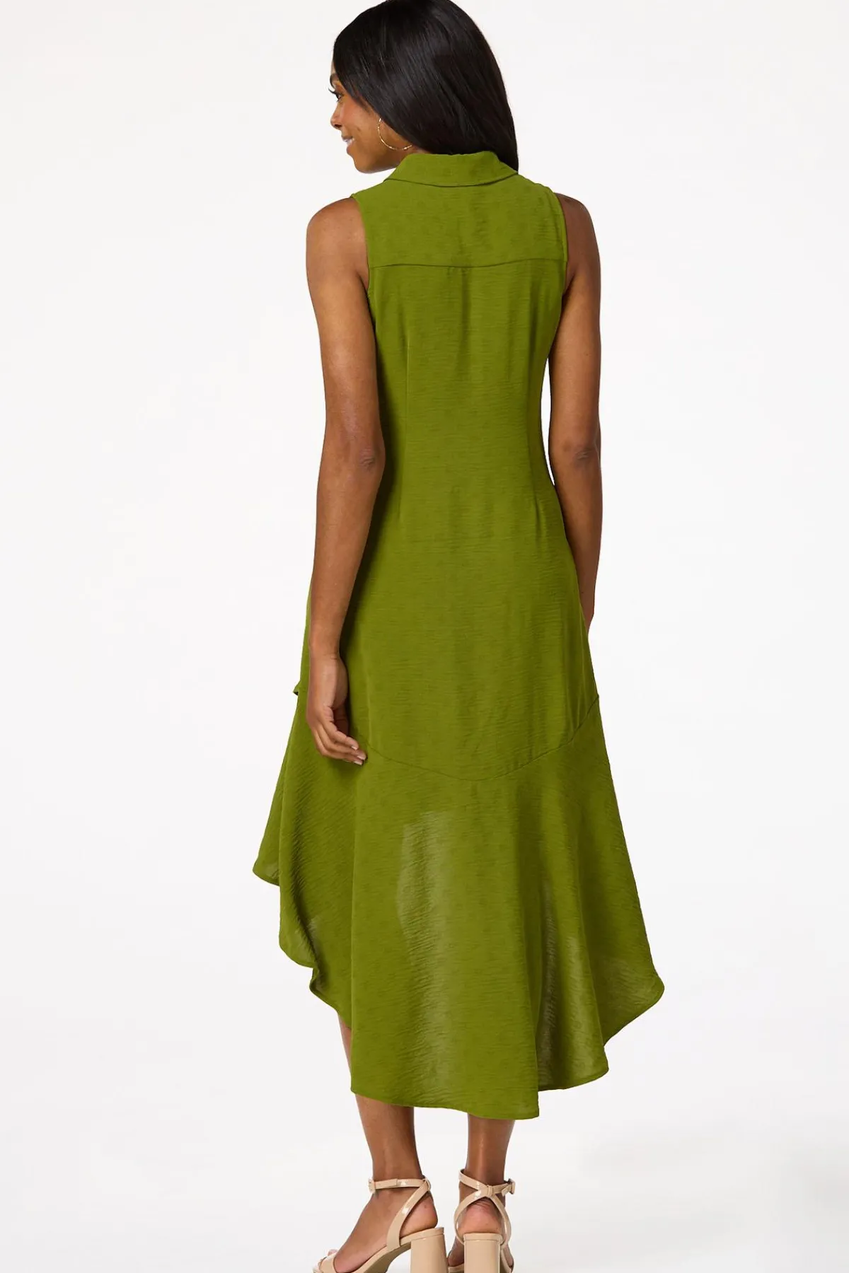 Cato Flounced High- Low Shirt Dress> Dresses