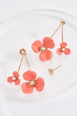 Cato Flower Front Back Post Earrings> Earrings