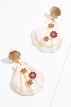 Cato Flower Tropical Shell Earrings> Earrings