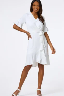 Cato Flowy Ruffled Wrap Dress><noscript><img width=