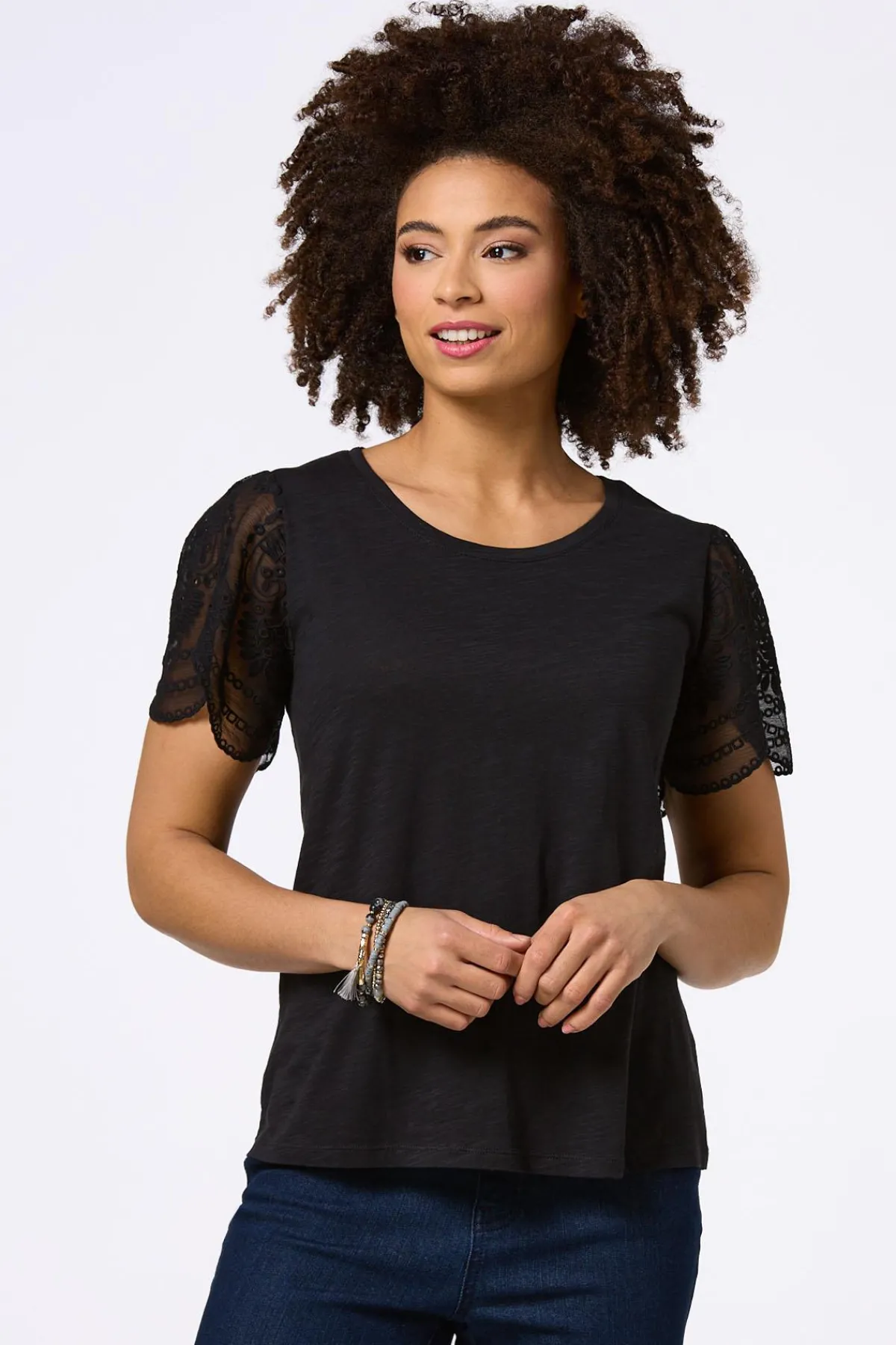 Cato Flutter Eyelet Sleeve Top> Tops